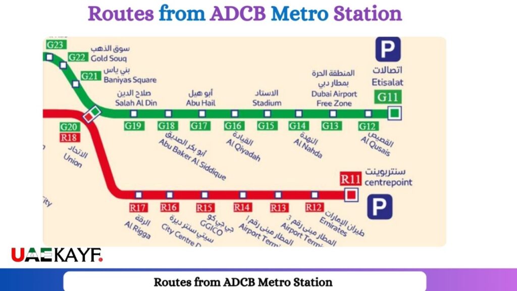 ADCB Metro Station Connectivity and Routes