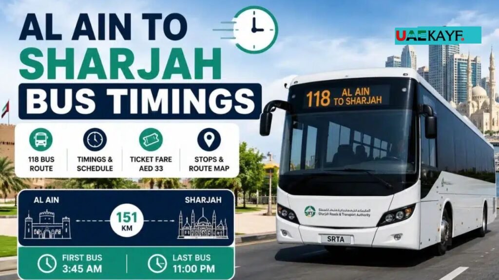 Al Ain to Sharjah Bus Timing today Current Schedule & Route 118 Fares (2026 Update)